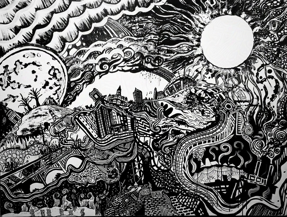 RVAGrays, 4x3 foot acrylics and ink on wood RVAGrays, 4x3 foot acrylics and ink on wood